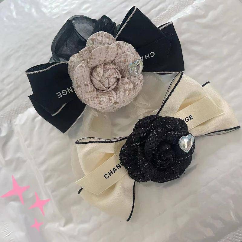 2024 สไตล์ใหม่ Rhinestone Bow เครื่องประดับผมหญิงกลับหัวลําไส้แหวน Headdress ผมครึ่งผูก Camellia High-End