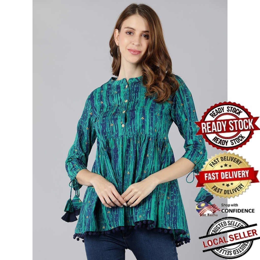 Kurti ผู้หญิงอินเดีย Kurtis Top Saree Sari Punjabi ชุดสําเร็จรูป Kurti UD329885APTP