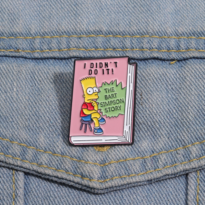 อะนิเมะ Simpsons การ์ตูนเข็มกลัดหนังสือรูปร่างป้ายโลหะตลกเสื้อผ้า Lapel Pin เครื่องประดับอุปกรณ์เสริมของขวัญ