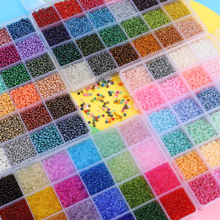 สีทึบ/โปร่งใส/ไข่มุก/ครีมข้าวลูกปัดชุดกล่อง24สีลูกปัดวัสดุกล่อง3มิลลิเมตรข้าวลูกปัดชุดกล่อง ทําเอง ทําด้วยมือ