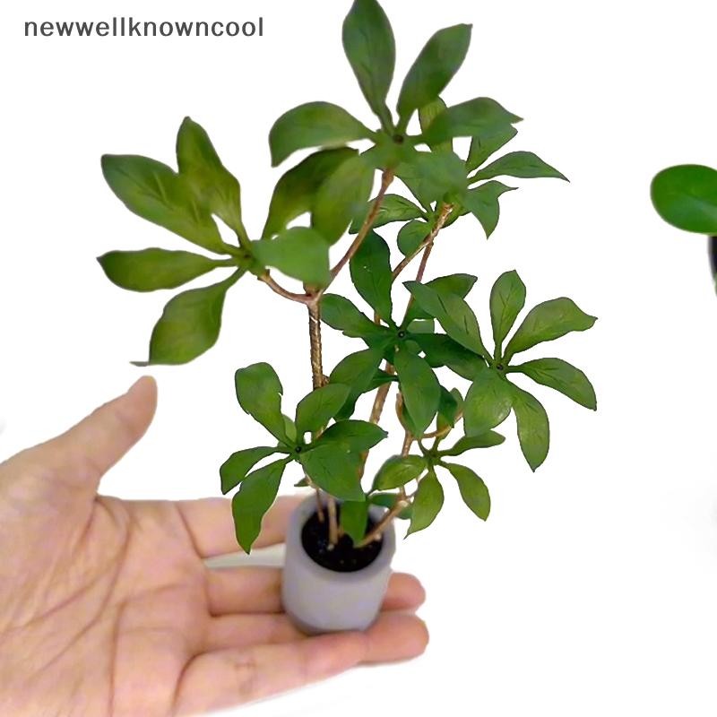 Newwellknowncool 1:6 Dollhouse Miniature สีเขียว Leafed พืชหม้อบ้านสวน Decor ของเล่นตุ๊กตา House อุปกรณ์เสริม AAD