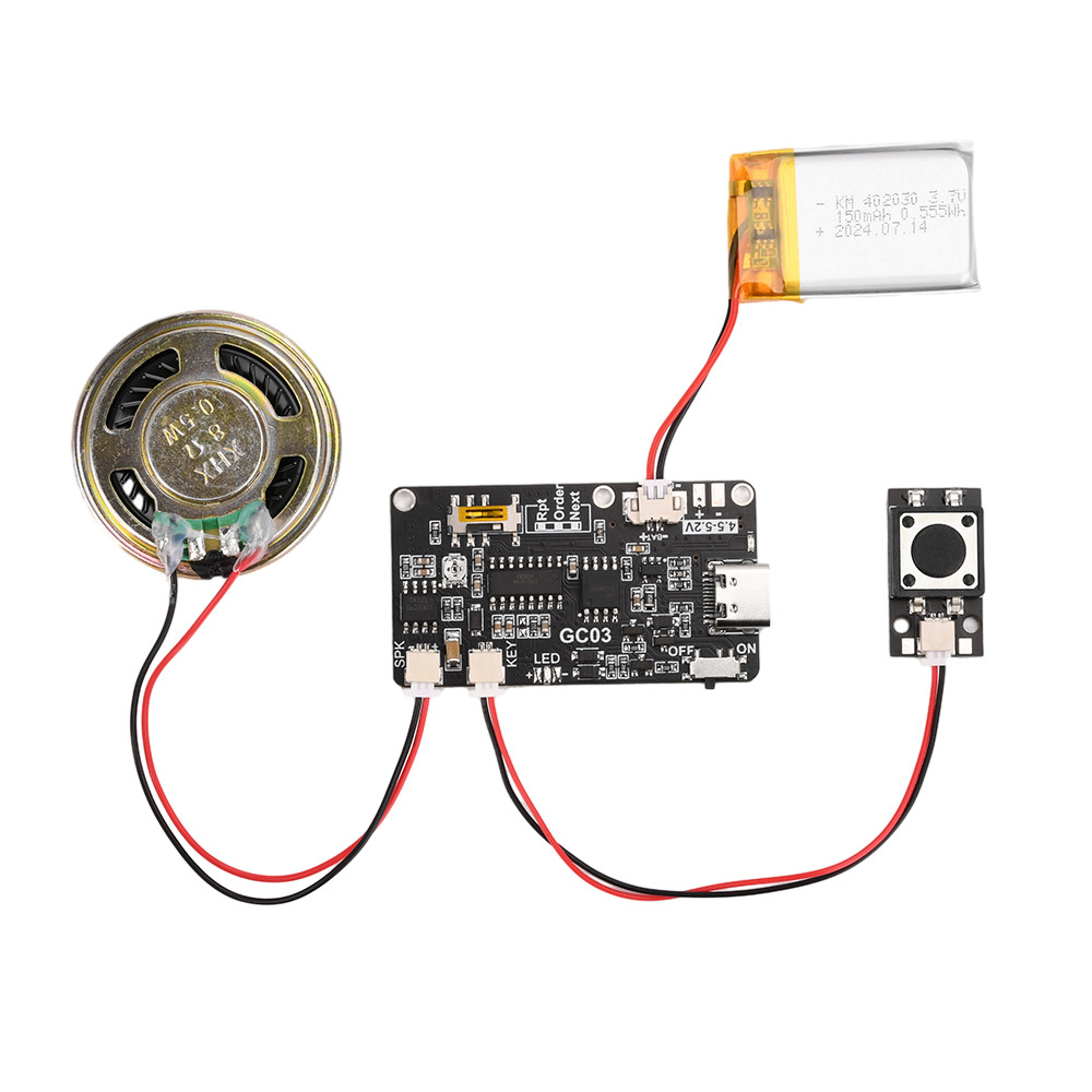 Pcbfun GC03 การ์ดบันทึกการเคลื่อนไหวกล่องของขวัญสร้างสรรค์การ์ดวันเกิดคริสต์มาสเพลงปกผนัง MP3 ดาวน์โหลดโมดูลเสียงอินเทอร์เฟซ TYPE-C