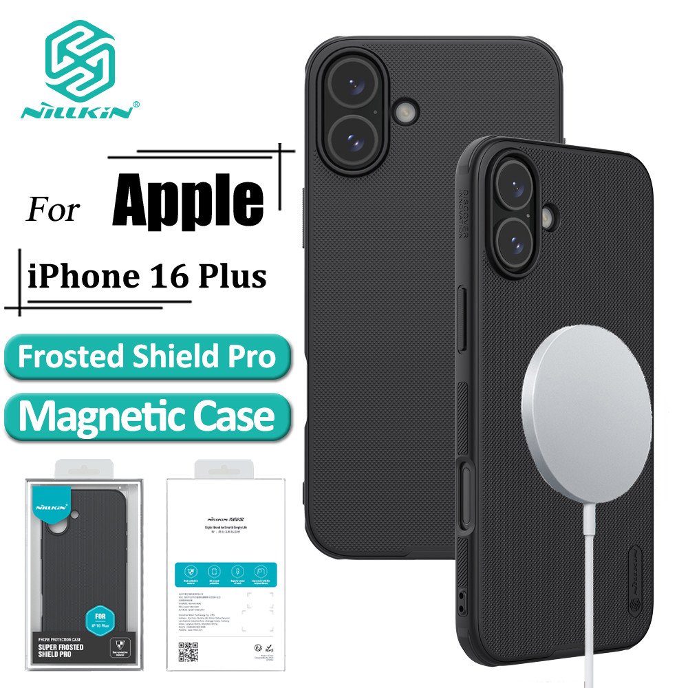 Nillkin Magnetic Super Frosted Shield Pro Case สําหรับ iPhone 16 Plus เคสโทรศัพท์ Ultra Thin Matte TPU + PC Anti ลายนิ้วมือกันกระแทกปกหลัง