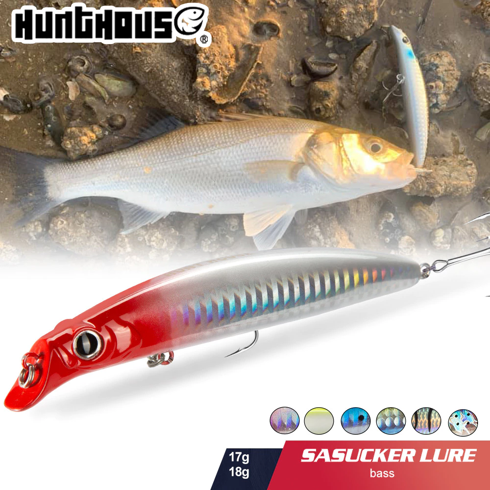 Hunthouse Minnow Fishing Lure 105 มม./18g 140 มม./17g Sasuck Lipless เหยื่อดินสอ Jerkbait Wobbler ลอยสําหรับ bass pike ประดิษฐ์