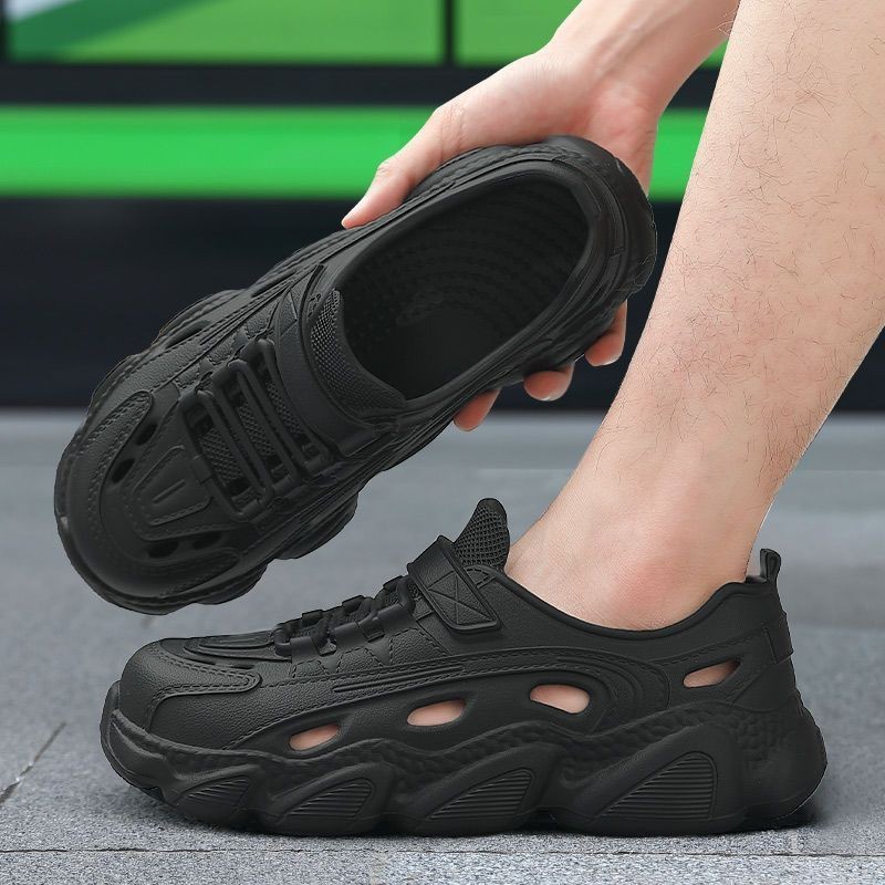 รองเท้าแตะผู้ชายคุณภาพสูง EVA หนา Soled รองเท้าแตะ Hollow Design ตกปลากลางแจ้ง Wading Anti-Slip สวมใส่ @-