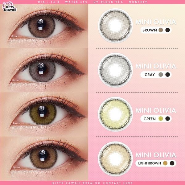 คอนแทคเลนส์❤️Size : S❤️รุ่น Mini Olivia (Kittykawaii) สี : Light brown / Brown / Green