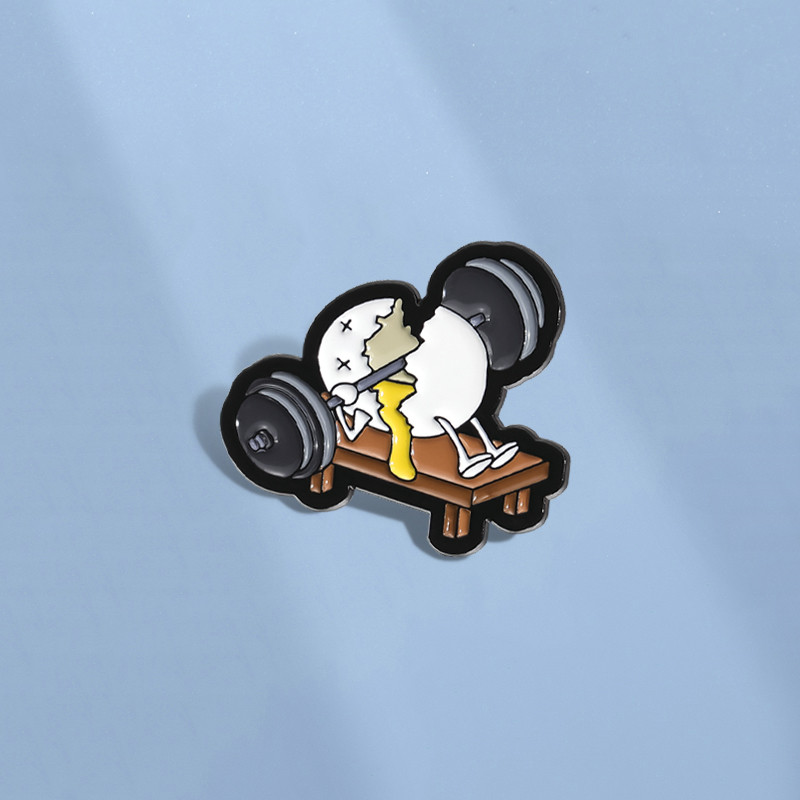 การ์ตูนการออกกําลังกายทางกายภาพไข่เข็มกลัดตลก Barbell ไข่ Pin ป้ายโลหะ Pins เครื่องประดับของขวัญสําหรับเพื่อน