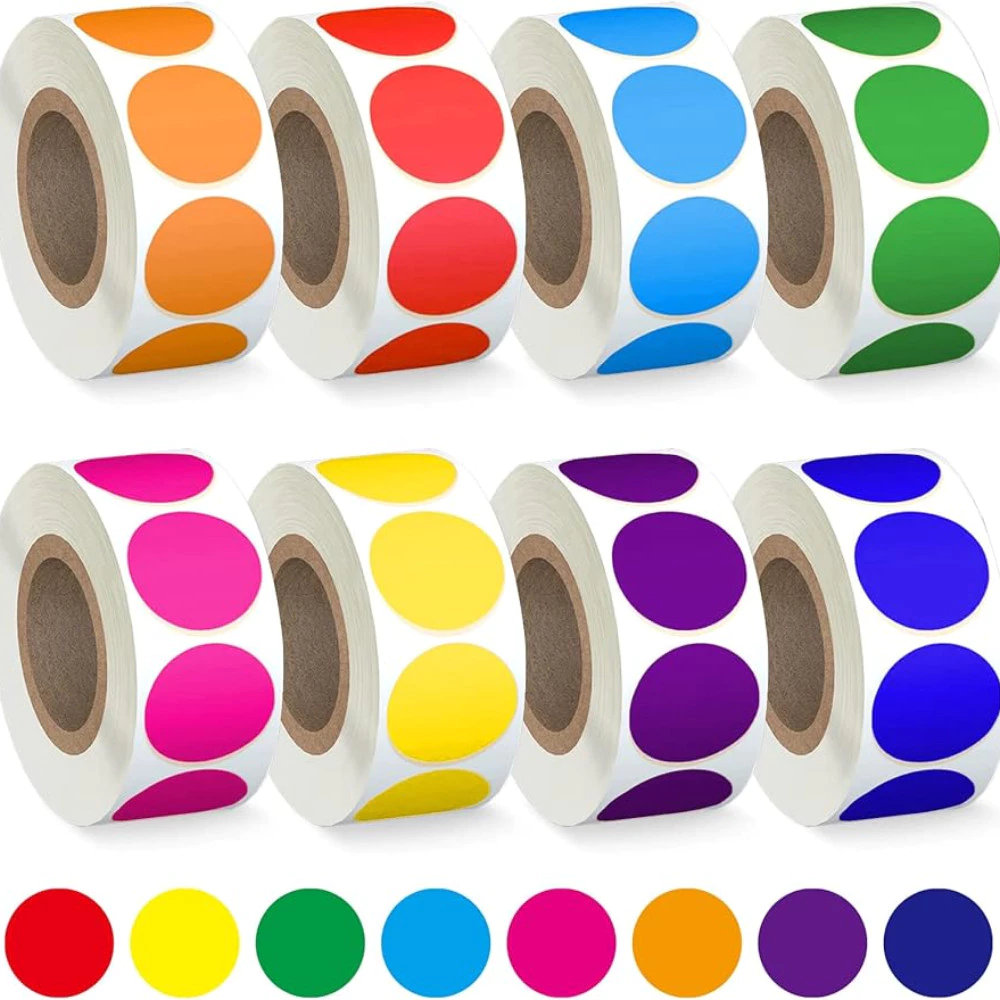 500 ชิ้น/ม้วนสี Dot สติกเกอร์วงกลมสี Coding ป้ายสติกเกอร์สําหรับ Office ห้องเรียนนักเรียน