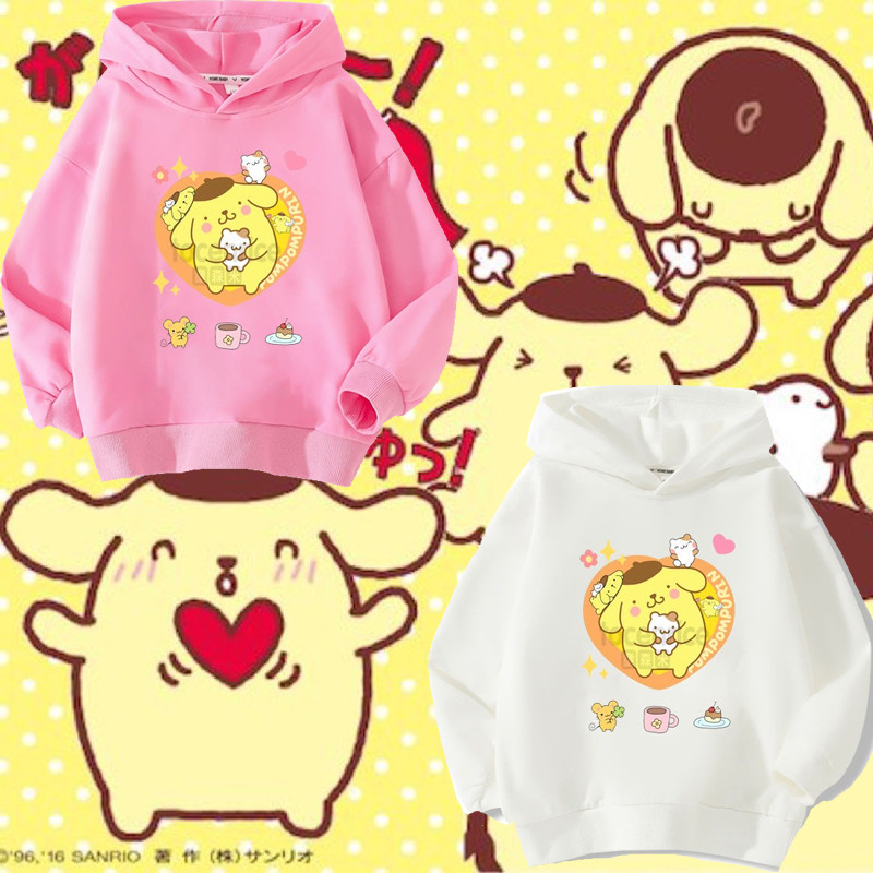 เสื้อฮู้ดลายการ์ตูน Pompompurin สําหรับเด็กชายและเด็กหญิงเด็กแฟชั่นฤดูใบไม้ร่วงฤดูหนาว Cozy Top