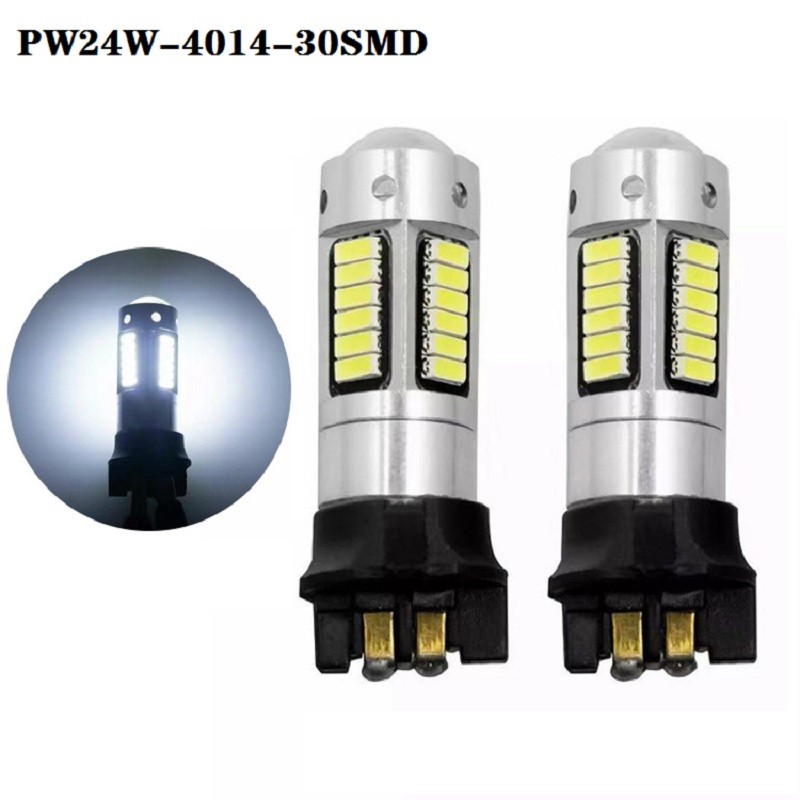 Y2ชิ้น CANbus PWY24W PW24W หลอดไฟ LED ไฟเลี้ยวไฟวิ่งกลางวัน4014 30smd DRL ไฟตัดหมอกสีเหลืองอำพันสีเห