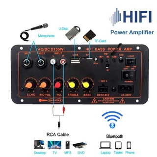 COD แอมป์จิ๋ว ด้วยแก้วใยนำแสงGD100 220V 12V 24V 1200W/1000W Bluetooth 5.0เครื่องขยายเสียงซับวูฟเฟอร์ Dual