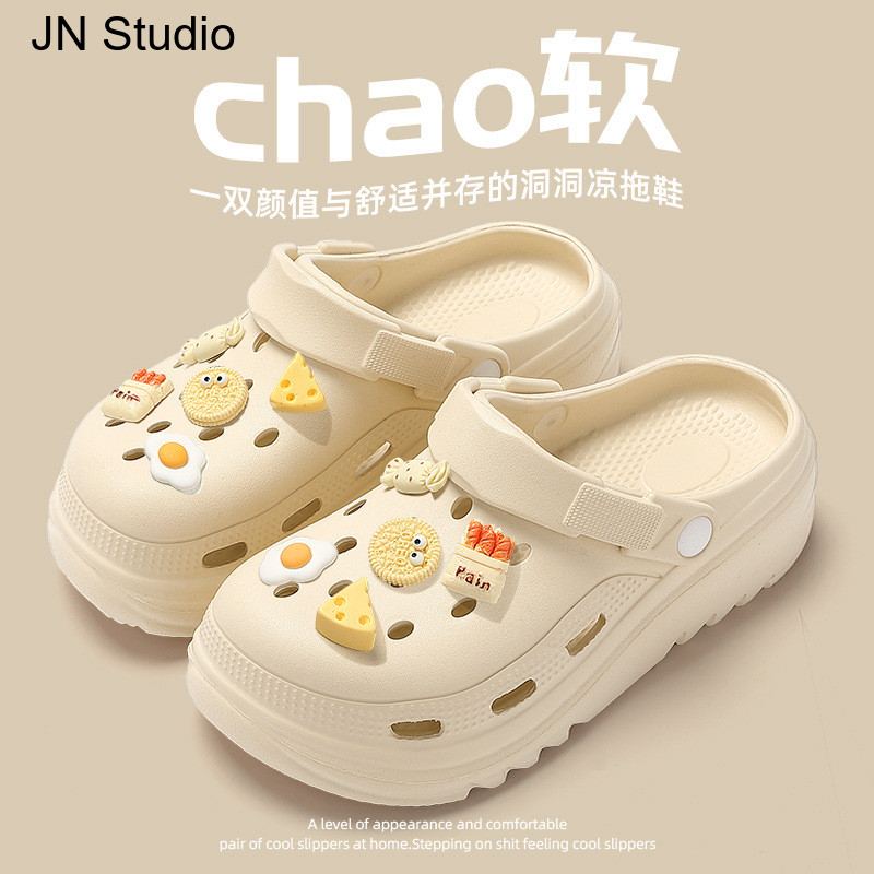 JN Studio  รองเท้าแตะ สบายขึ้น นุ่ม พื้นหนา เพิ่มสูง รองเท้าหัวโต  เหมาะสม ทนทาน อเนกประสงค์ กระปรี้