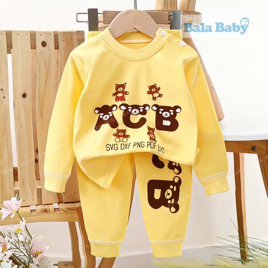 ชุดนอนแขนยาว ขายาว เสื้อผ้าเด็ก ชุดนอนกันหนาว ผ้าcotton Size73-110 cm CXT25 - รูปที่ 7