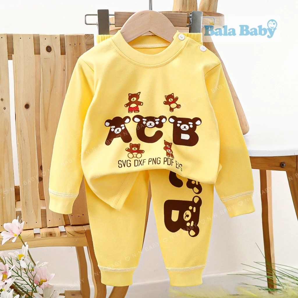ชุดนอนแขนยาว ขายาว เสื้อผ้าเด็ก ชุดนอนกันหนาว ผ้าcotton Size73-110 cm CXT25 thumbnail 10