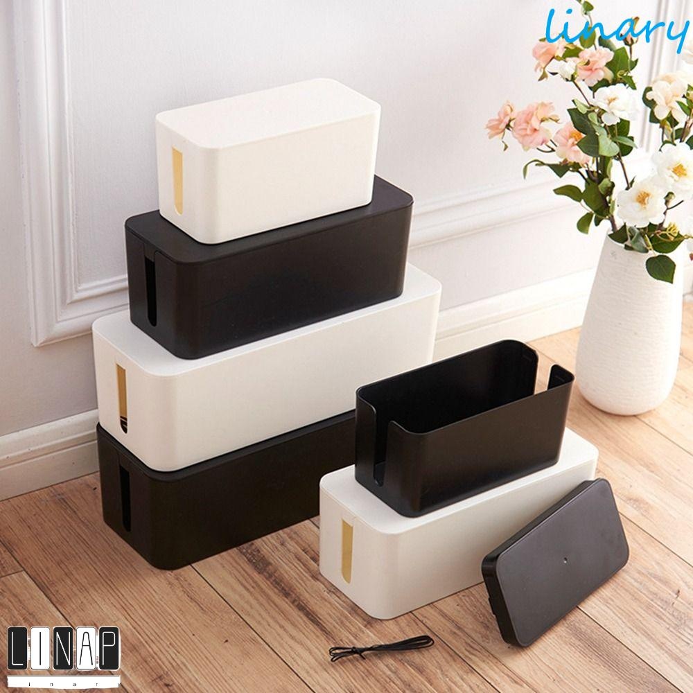 Culinaryhv กล่องเก็บสายไฟพลาสติก 1 ชิ้นซ็อกเก็ตเครื่องชาร์จ Organizer Desktop Cable Finishing ซ่อนกันฝุ่นเคสรางปลั๊กไฟ