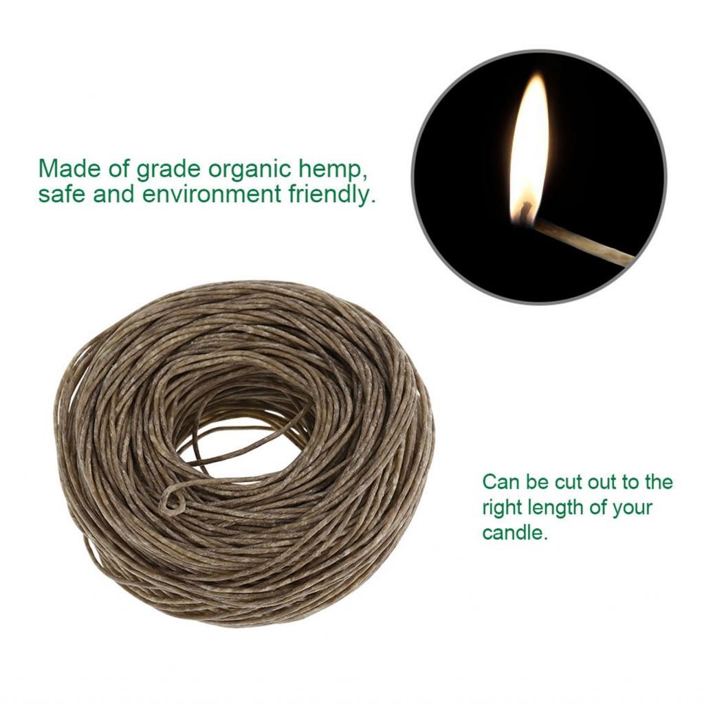 61M Organic Hemp Candle Wick Hemp Coreพร้อมPure Bee Wax Fitสำหรับตะเกียงน้ำมัน 1.2 มม