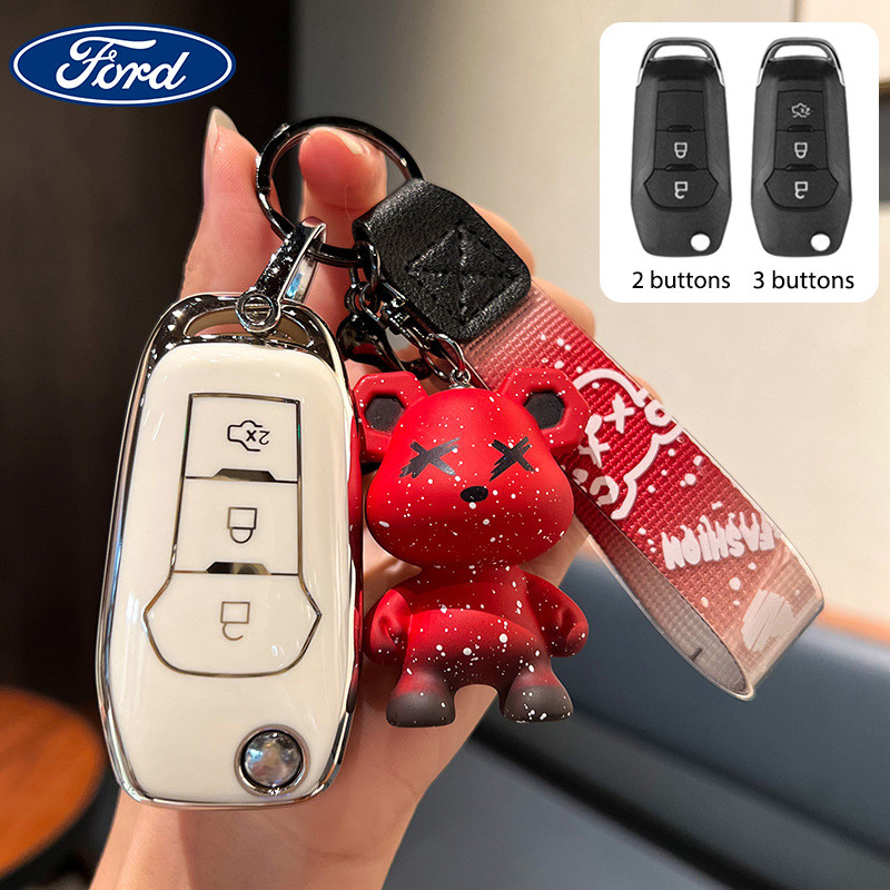 Ford car TPU เคสกุญแจ Ford ranger xls 18-23/ranger wildtrak 14-17/EVEREST ปลอกกุญแจรถ พวงกุญแจ Ford