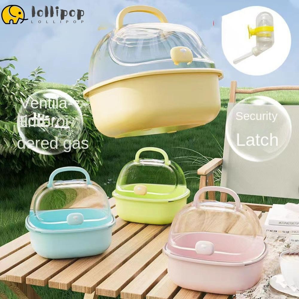 Lollipo1 กรงหนูแฮมสเตอร์, กรงพกพาสัตว์เล็กแบบใช้มือถือพื้นที่ขนาดใหญ่, กระเป๋าเดินทางระบายอากาศได้แฟชั่น, บ้านสัตว์เลี้ยงที่ทนทาน