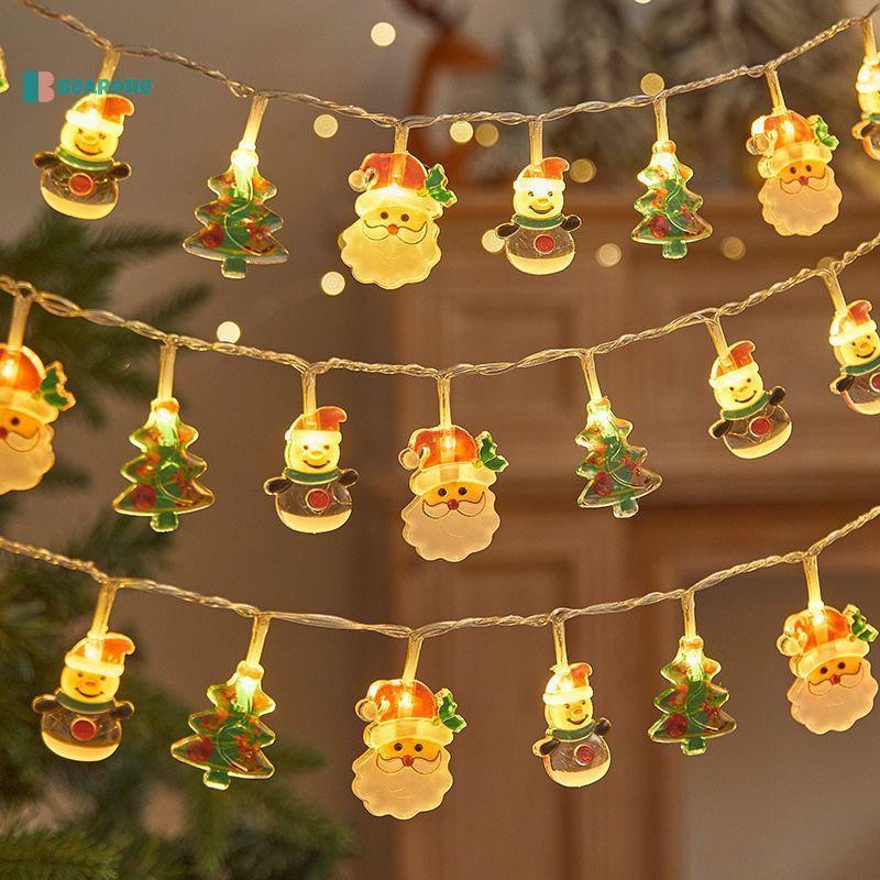 <bearone> 1.5m 10Led Christmas Light String Snowman Santa Cluas โคมไฟต้นคริสต์มาส String แขวนเครื่องประดับจี้ Merry Christmas Decor ดี