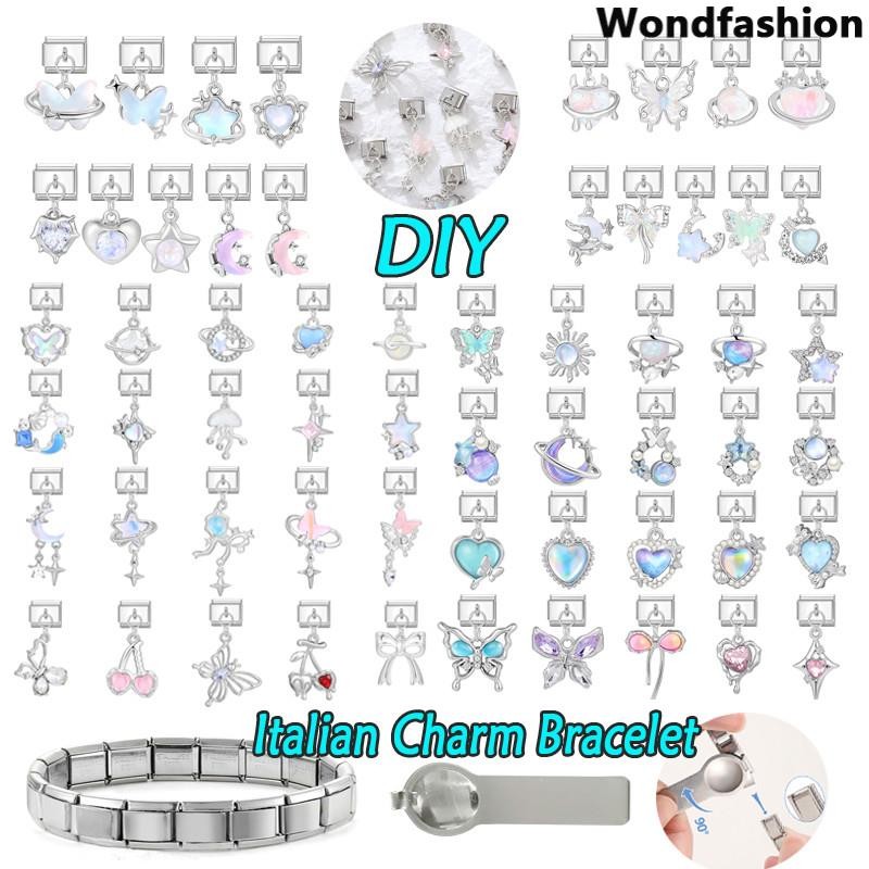 เพชรสีจี้อิตาเลี่ยน Charm สร้อยข้อมือ Fit 9 มม.สร้อยข้อมือสแตนเลส DIY เครื่องประดับทําอุปกรณ์เสริม Retro บุคลิกภาพโมดูลสร้อยข้อมืออุปกรณ์เสริม