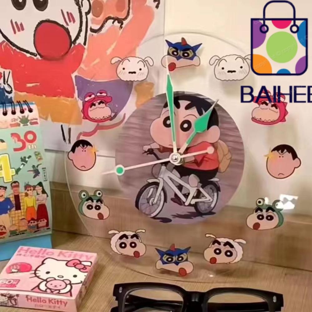 Baihee นาฬิกาแขวนเครยอนชินจัง, นาฬิกาเวลาเงียบการ์ตูน, นาฬิกาควอทซ์สร้างสรรค์น่ารักอะคริลิค