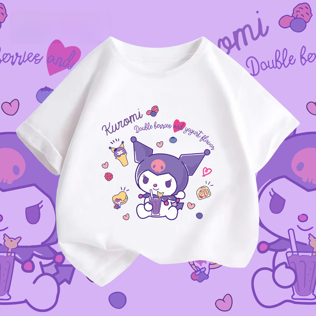 (จัดส่งตลอด 24 ชั่วโมง)KIDS PRINCESS📮ส่งของทุกวัน kids clothes เด็ก KUROMI🤗100% Cotton 6สี 100-158 เนื้อผ้านิ่ม T107