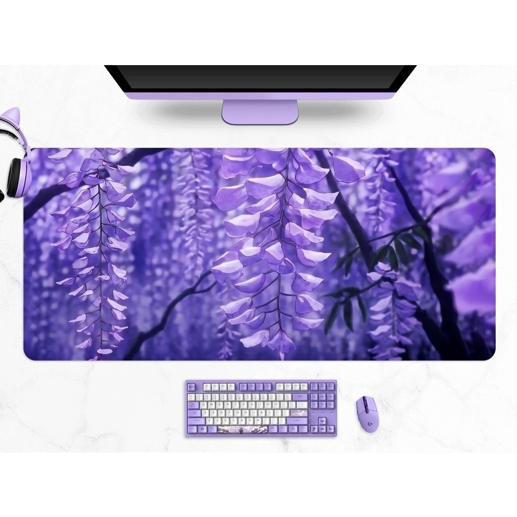 Lavender แผ่นรองเมาส์อนิเมะ Mousepad, ดอก Wisteria Purple/Lilac