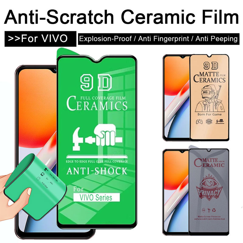 ฟิล์มเซรามิก แบบด้าน/ใส ตกไม่แตก บิดได้งอได้ สำหรับ VIVO Y19s Y03 Y200 Y200E Y100 Y28 Y28s Y21 Y20 Y20s Y18 Y17s Y50 Y30 Y33s Y19 Y17 Y16 Y15 Y12 Y12s Y12A 5G