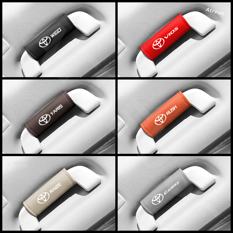 Toyota ถุงมือดึงหลังคารถยนต์ มือจับฝาครอบป้องกัน เครื่องหนัง ประตูรถมือจับ อุปกรณ์ป้องกันภายใน GR TRD Prius Fortuner Corolla Cross CHR Camry Wish Vios Veloz Estima Sienta Yaris Ativ Altis Hilux Revo bZ4X Hiace - รูปที่ 7