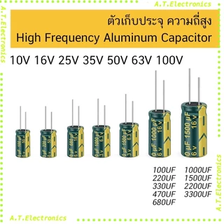 ตัวเก็บประจุ ความถี่สูง 16V 25V 50V High ESR Capacitor 100uF 220uF 330uF 470uF 1000uF 2200uF C คละยี่ห้อ 105องศา เอลน่า