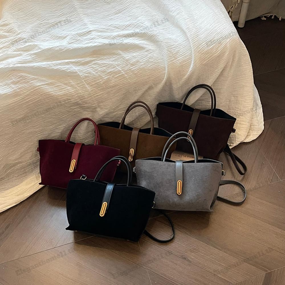ผู้หญิง Faux Suede Tote Bag Designer Tote กระเป๋าถือ Chic Hobo กระเป๋ากระเป๋าเดินทางกลางแจ้ง