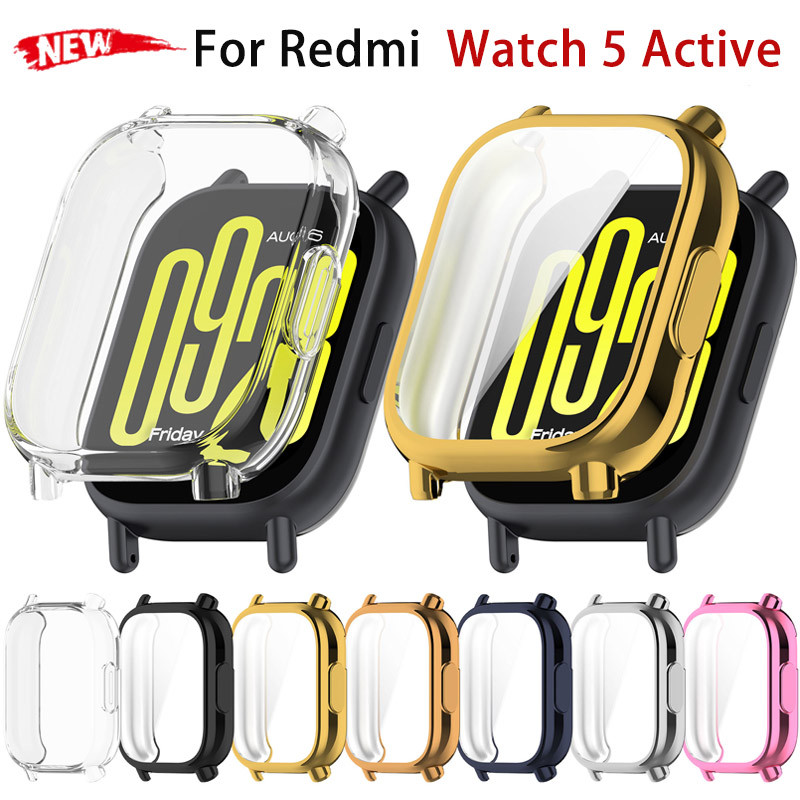 เคสซิลิโคนอ่อนนุ่มแก้วเข้ากันได้สําหรับ Redmi Watch 5 Active Smartwatch Shell TPU All-Around Screen Protector ฝาครอบกันชนสําหรับ Redmi band 5 3 Active/Lite