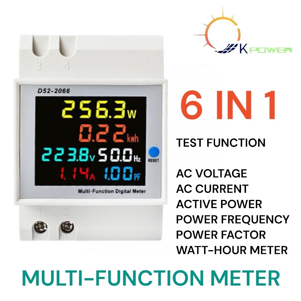 6 IN 1 มิเตอร์วัดพลังงานไฟฟ้า MULTI-FUNCTION METER รุ่น D52-2066 เครื่องวัดแรงดันไฟฟ้า