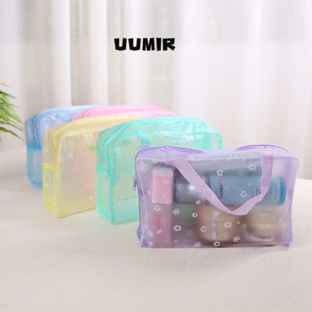 Uumir กระเป๋าแต่งหน้า, กระเป๋าเก็บเครื่องสําอางกันน้ําแบบใส, กระเป๋าใส่อาบน้ํา PVC Travelling ทนทาน Travelling