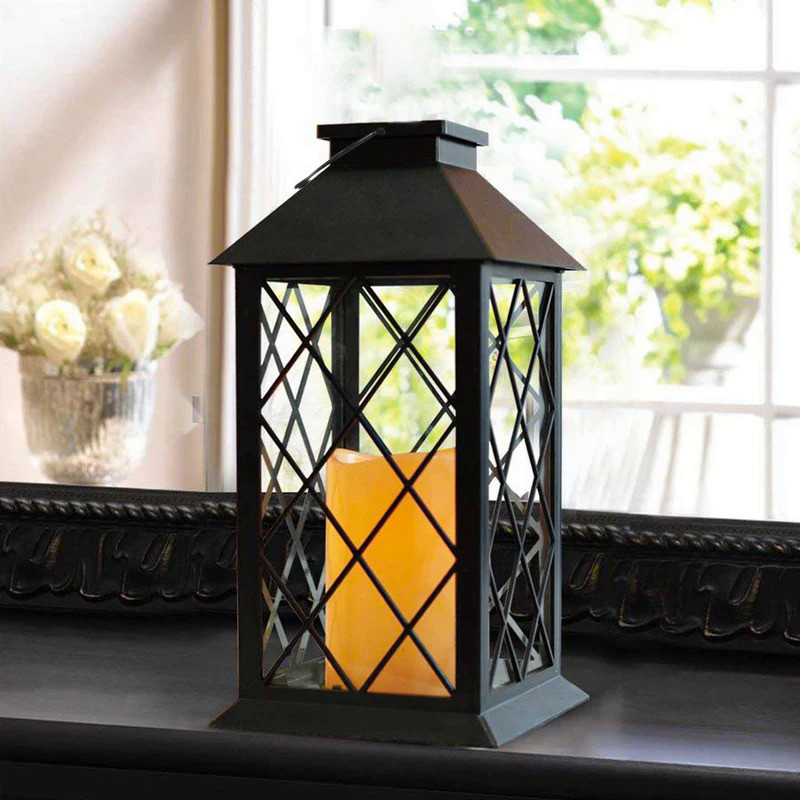 Solar Powered Lamp Retro Lantern Candle Twinkle Light Waterproof Outdoor Light