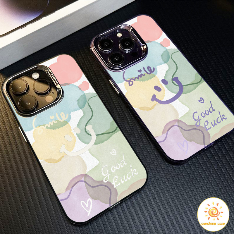 เคสโทรศัพท์ Smile เคสโทรศัพท์โลหะเท่ๆ ไอโฟน11 For iPhone12 13 14 15 16 Pro MAX X XS XR 7 8Plusเคสโทรศัพท์