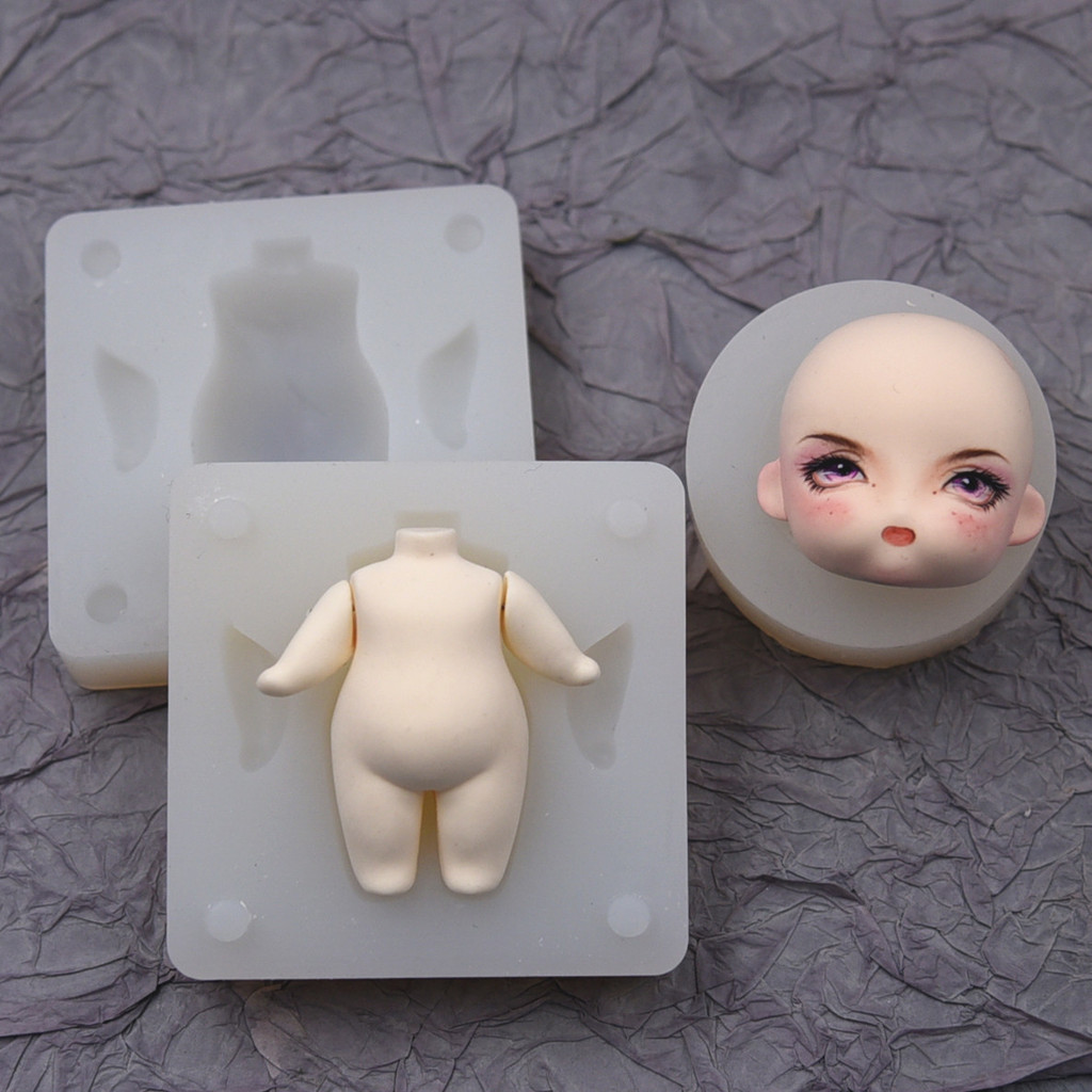 ต้นฉบับรุ่น Q การ์ตูนตุ๊กตามือเอียงแม่พิมพ์ร่างกายดินเหนียวเบาพิเศษรูปโลลิตัวซิลิโคน