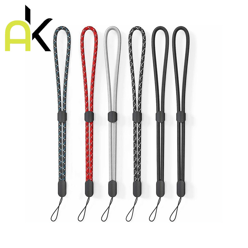AK ปรับเชือกคล้องโทรศัพท์มือถือเชือกหนาสั้นข้อมือเชือกเส้นเล็กอินเตอร์คอมดิสก์ ยู ลําโพงบลูทูธเสียงเชือกป้องกันลอส