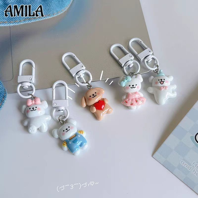 Amila น่ารักการ์ตูนสายลูกสุนัขพวงกุญแจสร้างสรรค์การ์ตูนนักเรียนกระเป๋านักเรียนจี้