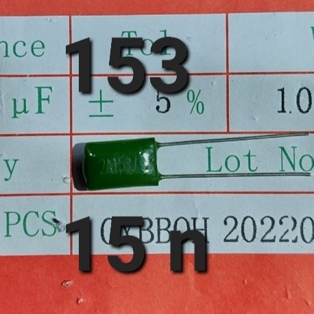 HIJAU DS99 สีเขียวพันล้าน 2a153j 153 153j 15n 15 n nano 0.015 uf 100v 0.015uf