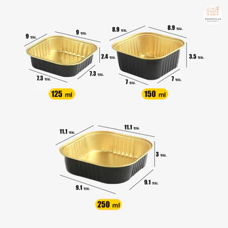 BAKEVille พร้อมส่ง ถ้วยฟอยล์อบเค้ก อลูมิเนียมฟอยล์ ทรงสี่เหลี่ยม พร้อมฝาปิดพลาสติกใส เข้าเตาอบได้นึ่งได้ มี 3ขนาด SUR244
