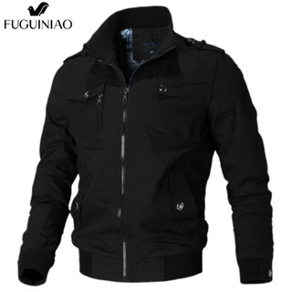 FUGUINIAO Men'sJacket Fashion Causal Slim Fit Coat with Pockets in autumn breathable simple jacket(F