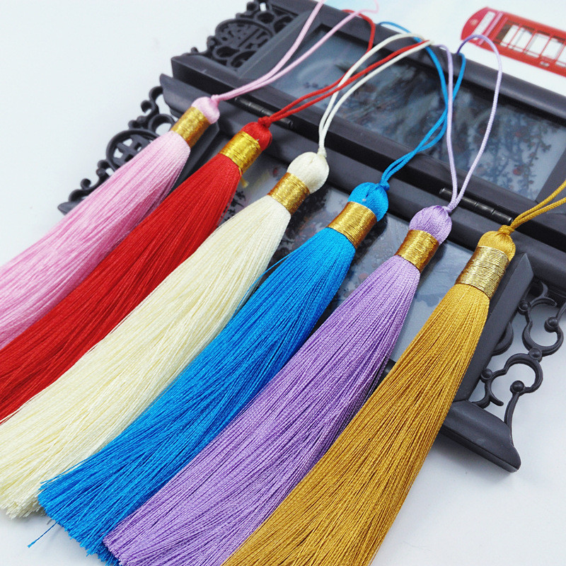 ด้ายสีทอง12ซม. พู่ DIY วัสดุทำด้วยมือพู่ห้อยเครื่องประดับสไตล์โบราณอุปกรณ์ที่คั่นหน้าผ้าพู่ขนาดเล็กสไตล์จีน