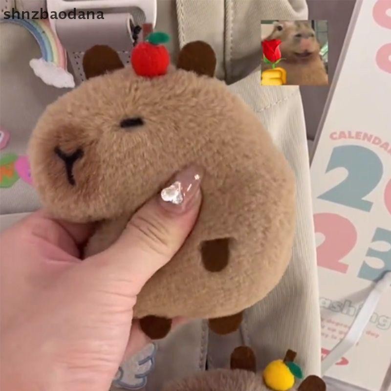 [SHNZAA] Creative Soft ตุ๊กตาสัตว์ Capybara ตุ๊กตาตุ๊กตา Squeak ของเล่นการ์ตูนกระเป๋าจี้ Key Chain กระเป๋าเป้สะพายหลังกระเป๋ารถ Key Ring FSSG