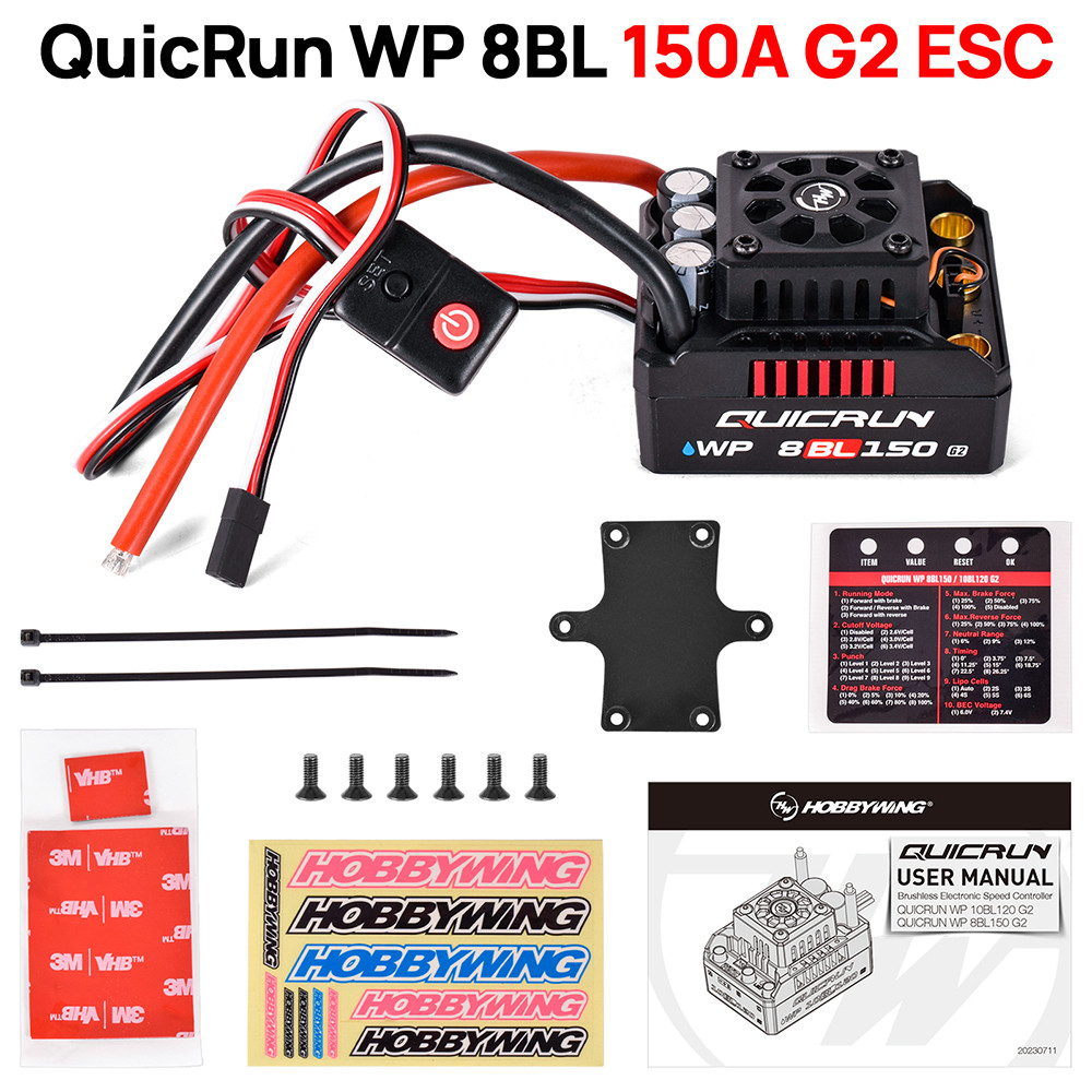 Hobbywing Quicrun WP-8BL150 G2 ESC 3-6S 150A lP67 2040uF Capacitor สําหรับ 1/8 รถบรรทุกรถบรรทุกมอนสเ