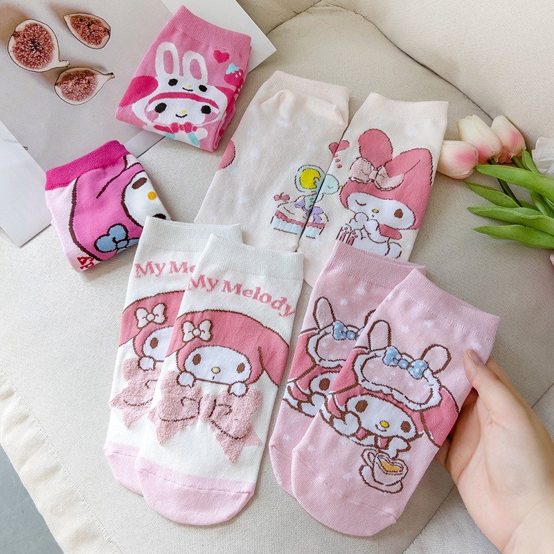SANRIO 1คู่ น่ารัก ซานริโอ ถุงเท้าน่ารักการ์ตูนมายเมโลดี้สาวที่มองไม่เห็นคริสต์มาสถุงเท้าของขวัญสําหรับเพื่อน