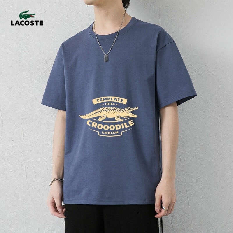 Lacoste200g ผ้าฝ้ายแขนสั้นฤดูร้อนสไตล์ใหม่เสื้อยืดใหม่ผู้ชายผู้หญิงเสื้อยืด 100 ผ้าฝ้ายแท้คุณภาพสูง 