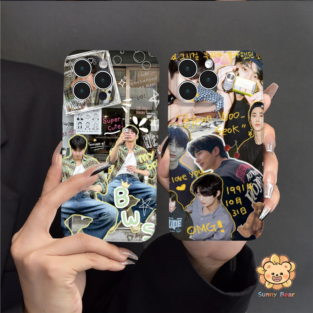 เคสโทรศัพท์iPhone 16 Pro Maxน่ารัก Byeon Woo-seokซิลิโคนเหลวโทรศัพท์มือถือกรณีfull-bodyป้องกันกันกระแทกtpuยางนุ่มสําหรับiphone 16 Pro Max 7plus 11 14 15 12 13 Pro Max 7 8 Plus XR XS