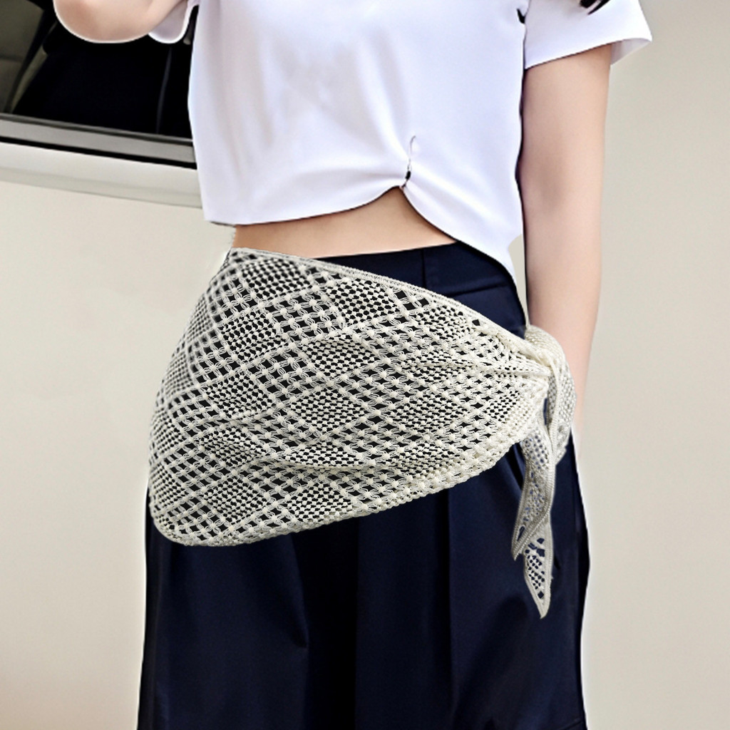 เข็มขัดลายลูกไม้สำหรับผู้หญิ​ค ออกแบบทรงสามเหลี่ยมคลีกลวง สไตล์แฟชั่นและสวมใส่ง่าย