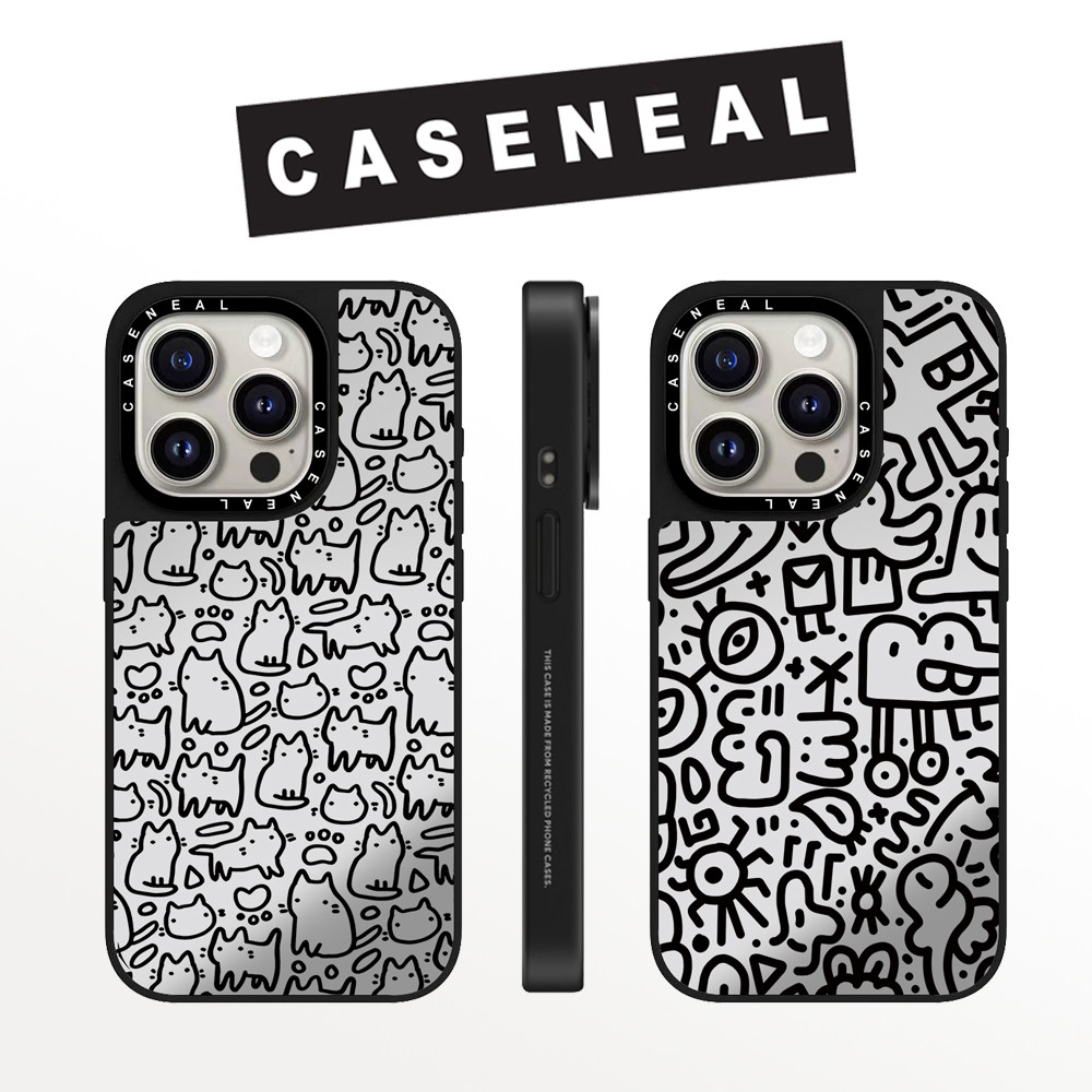 Drop proof CASENEAL เคสโทรศัพท์สําหรับ iPhone 16promax 16pro 16 15Pro 15promax 14promax 13 13promax พิมพ์ด้านข้างเคสแข็ง Line Cat 12 12promax กรณี iPhone 11 กรณีคุณภาพสูง
